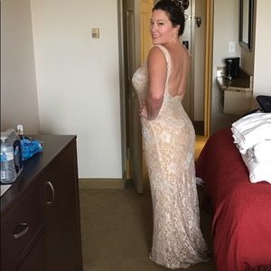 Floor length champagne lace Jovani ball gown